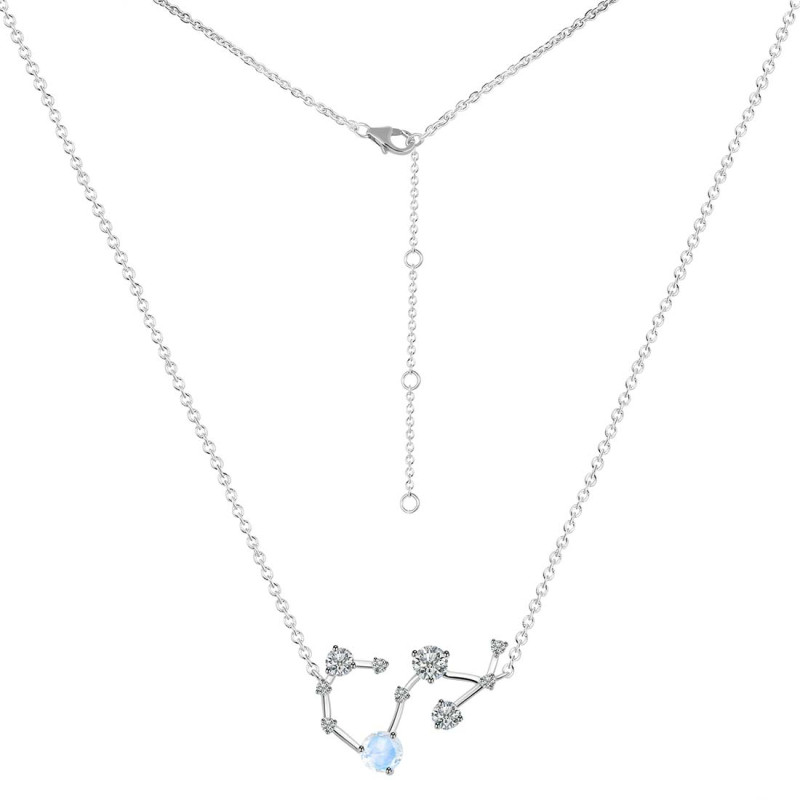 Scorpio Zodiac Star Constellation Moonstone & White Topaz Necklace