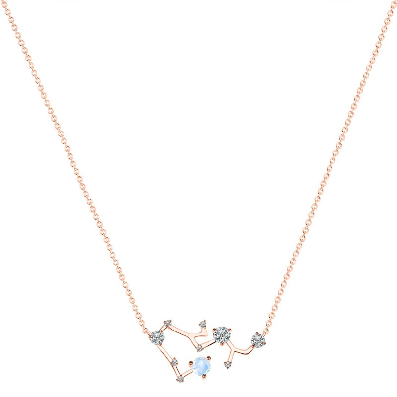 Sagittarius Zodiac Star Constellation Moonstone & White Topaz Necklace RBM-RDN-496.