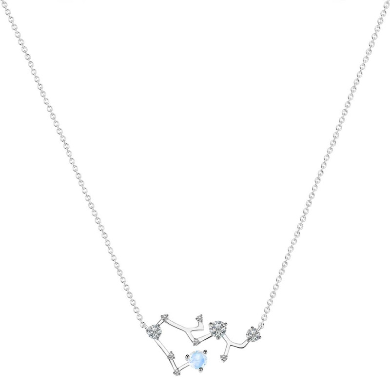 Sagittarius Zodiac Star Constellation Moonstone & White Topaz Necklace RBM-RDN-496.