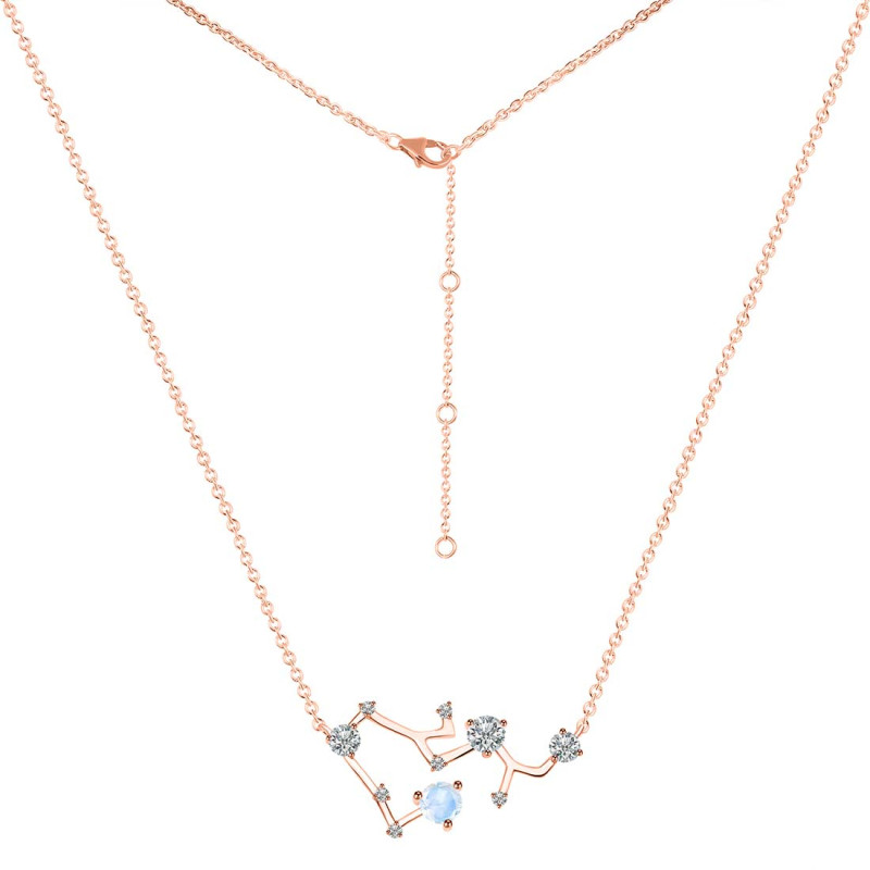 Sagittarius Zodiac Star Constellation Moonstone & White Topaz Necklace RBM-RDN-496.