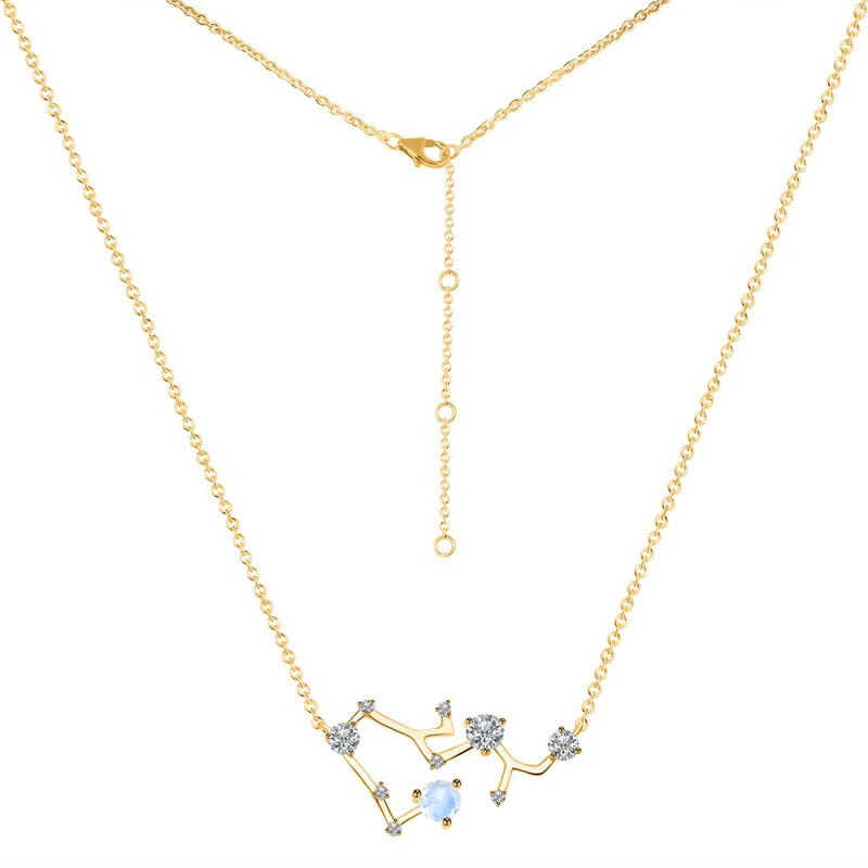 Sagittarius Zodiac Star Constellation Moonstone & White Topaz Necklace RBM-RDN-496.