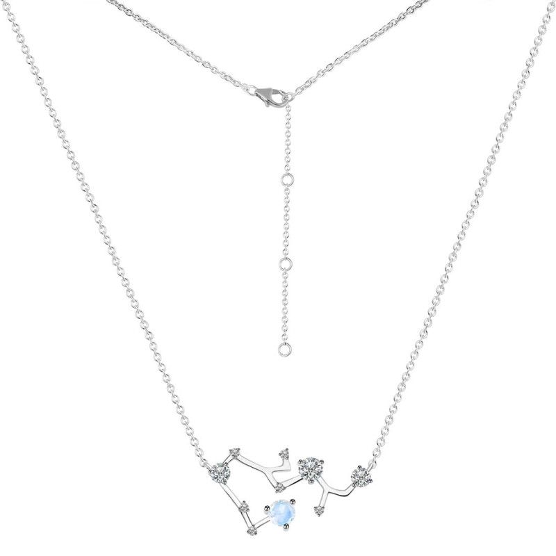 Sagittarius Zodiac Star Constellation Moonstone & White Topaz Necklace