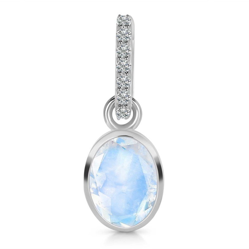 Moonstone & White Topaz Pendant RBM-RDP-792-CZ-LOOP.