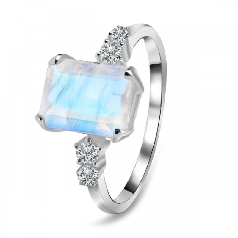 Moonstone & White Topaz Ring