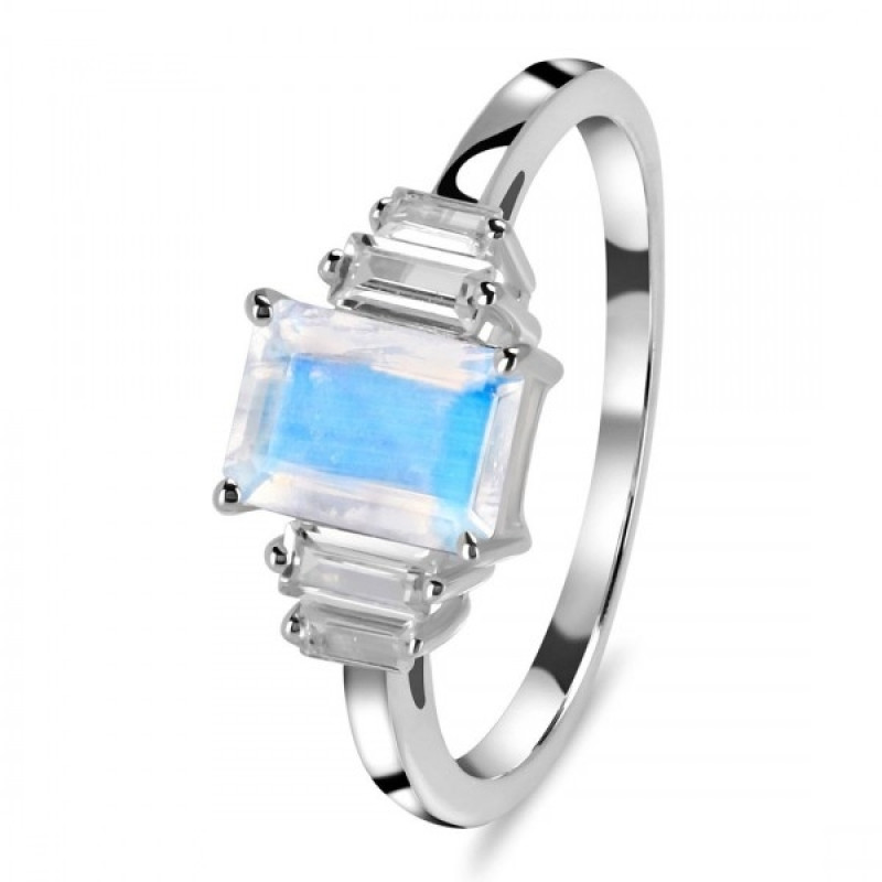 Moonstone & White Topaz Ring