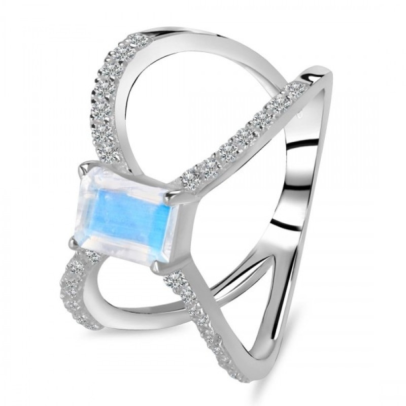Moonstone & White Topaz Ring