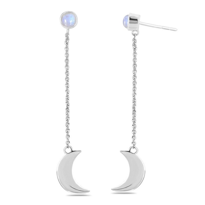 Moonstone Chain & Crescent Moon Earring