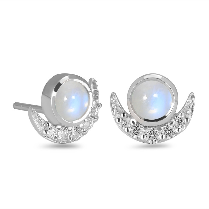 Moonstone & White Topaz Stud Earring