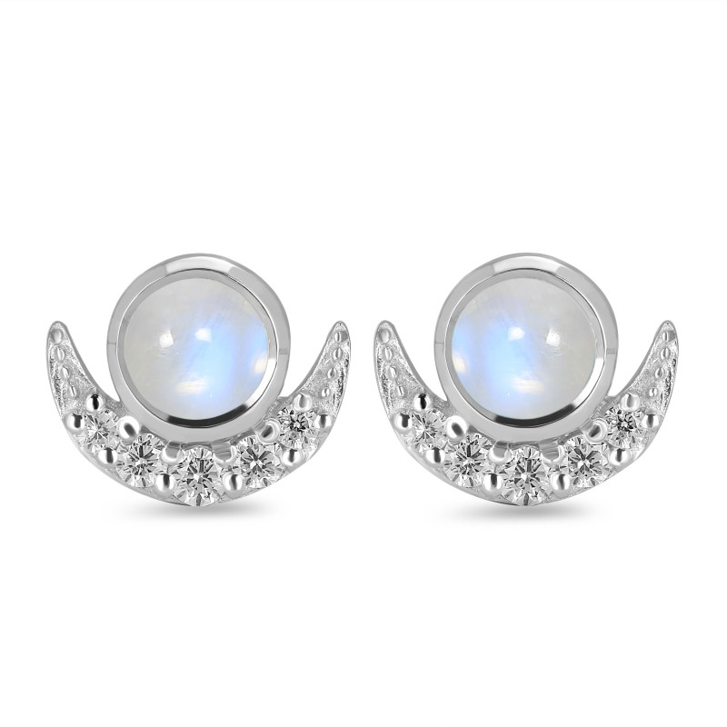 Moonstone & White Topaz Stud Earring RBM-RE-4.