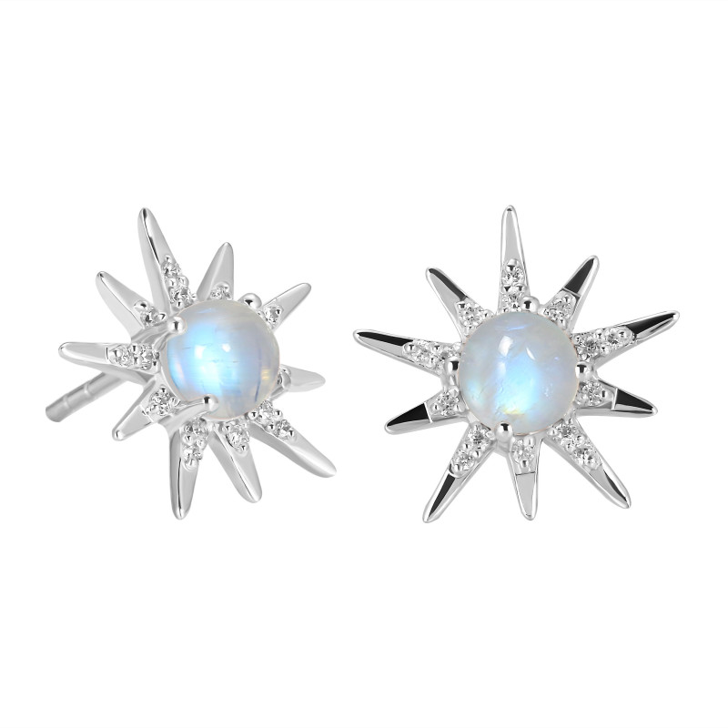 Moonstone & White Topaz Stud Earring