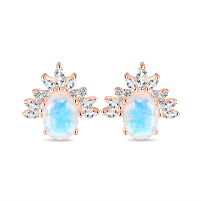Moonstone & White Topaz Stud Earring RBM-RE-71.