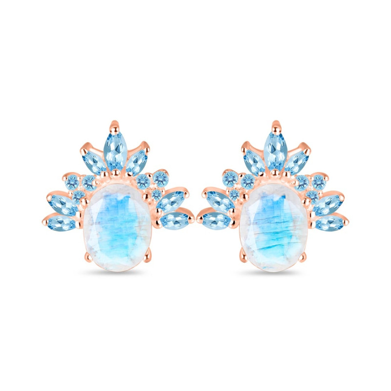 Moonstone & Blue Topaz Stud Earring RBM-RE-71-BTZ.