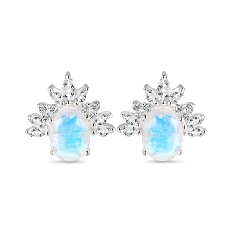 Moonstone & White Topaz Stud Earring RBM-RE-71.