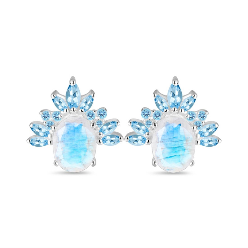Moonstone & Blue Topaz Stud Earring RBM-RE-71-BTZ.