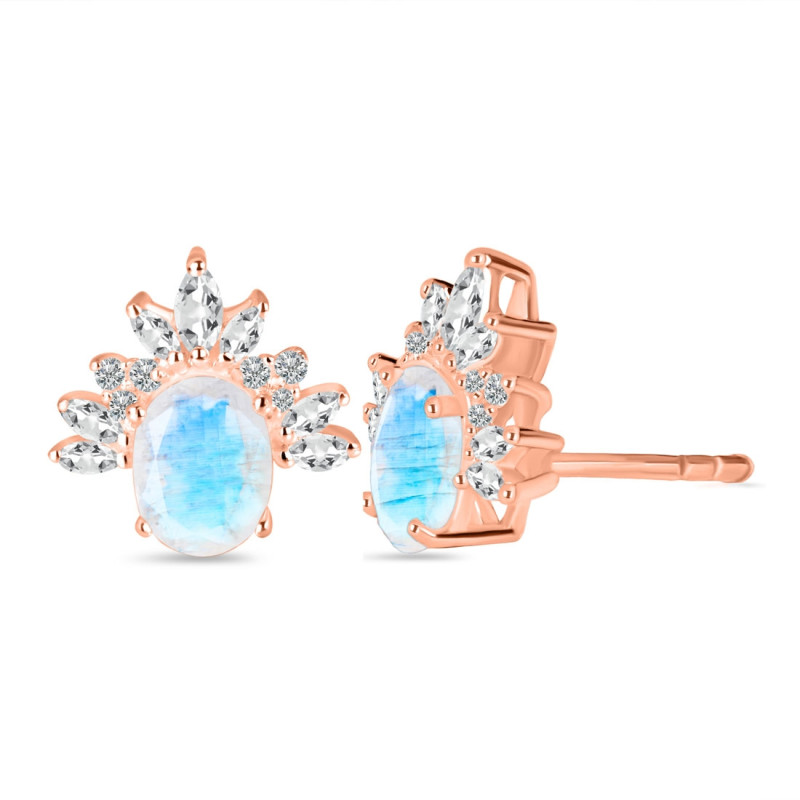 Moonstone & White Topaz Stud Earring RBM-RE-71.