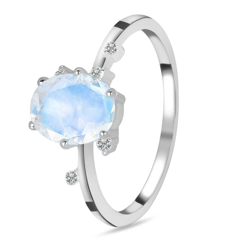 Moonstone & White Topaz Ring