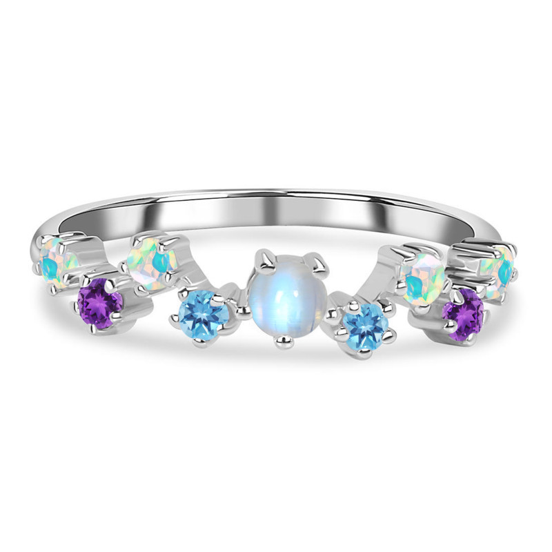 Moonstone & Amethyst & Opal & Blue Topaz Ring RBM-AMT-OPL-BTZ-OPL-RR-365.