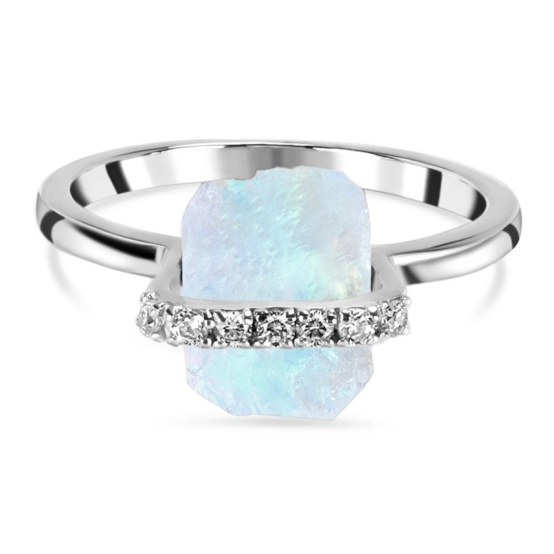 Moonstone Raw Crystal & White Topaz Ring RBM-RR-381.
