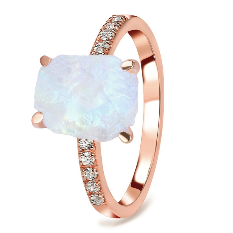 Moonstone Raw Crystal & White Topaz Ring RBM-RR-397.