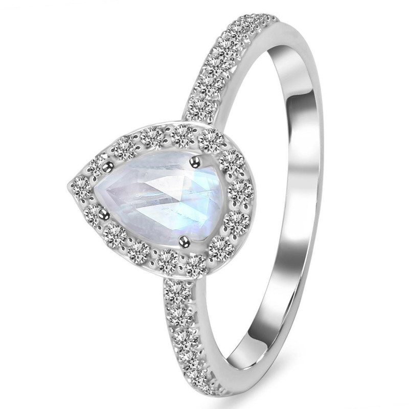 Moonstone & White Topaz Ring