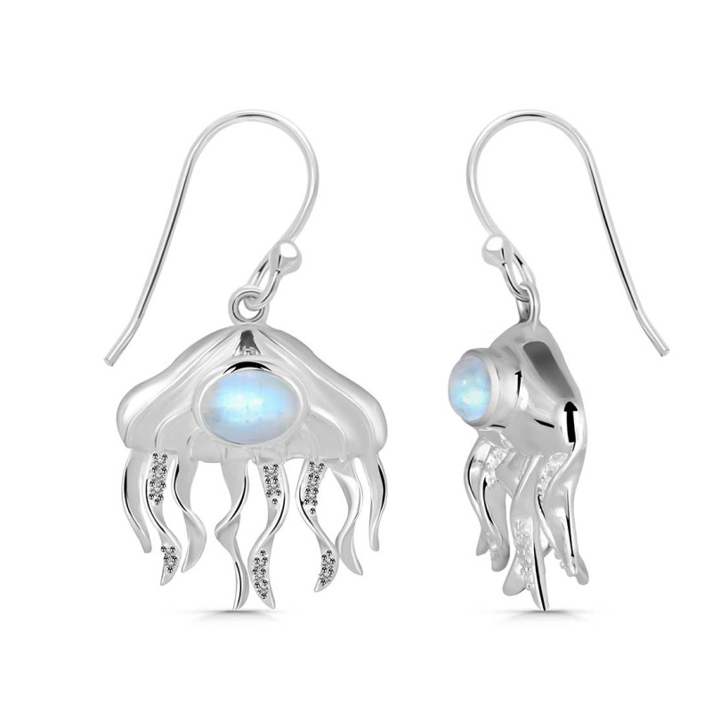 Moonstone & White Topaz Jelly Fish Earring