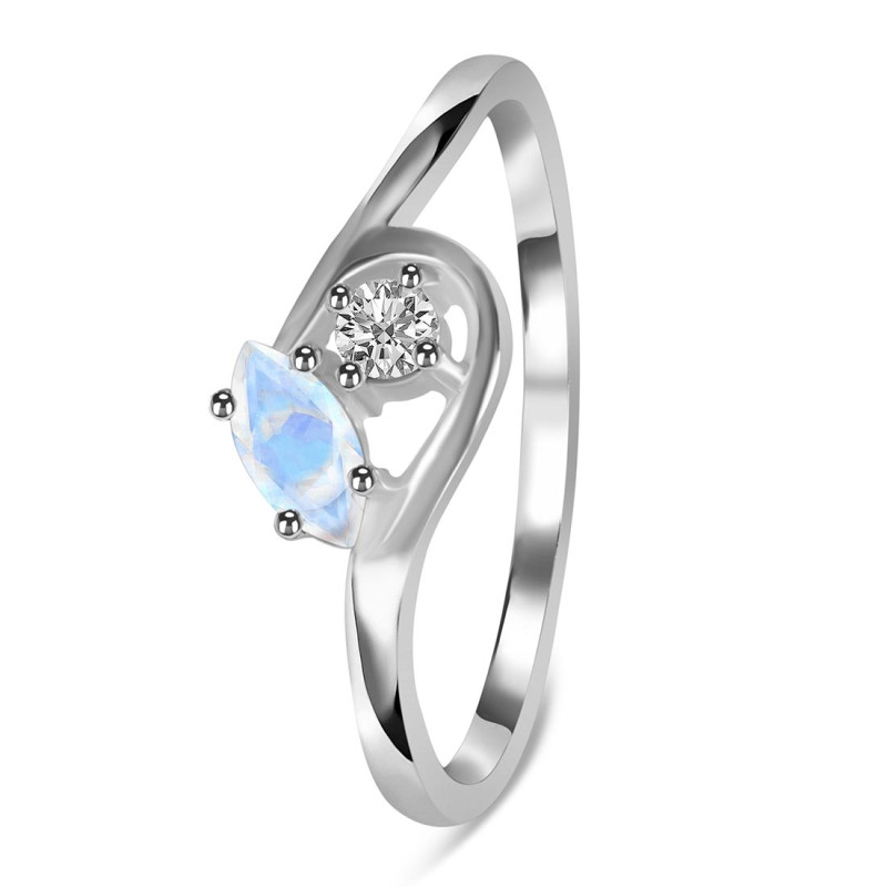 Moonstone & White Topaz Ring