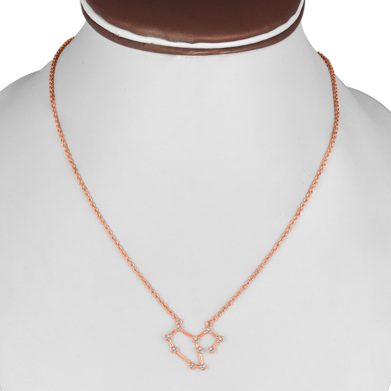Leo Zodiac Star Constellation with Cubic Zirconia Necklace CUZ-RDN-125.