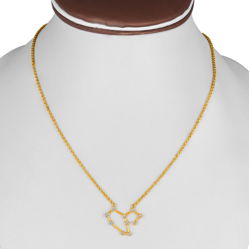Leo Zodiac Star Constellation with Cubic Zirconia Necklace CUZ-RDN-125.