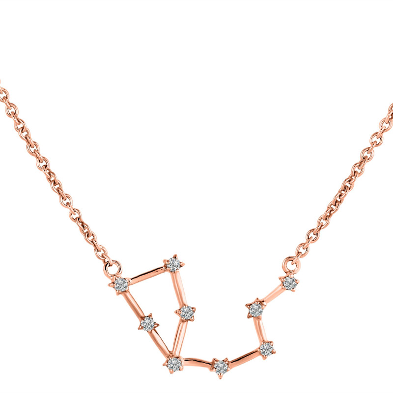 Aquarius Zodiac Star Constellation with Cubic Zirconia Necklace CUZ-RDN-126.
