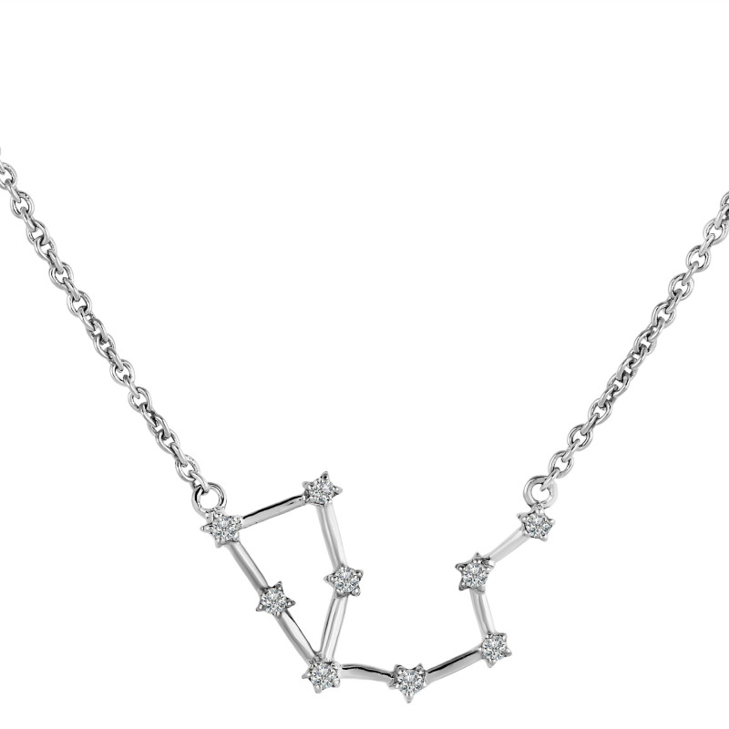 Aquarius Zodiac Star Constellation with Cubic Zirconia Necklace CUZ-RDN-126.