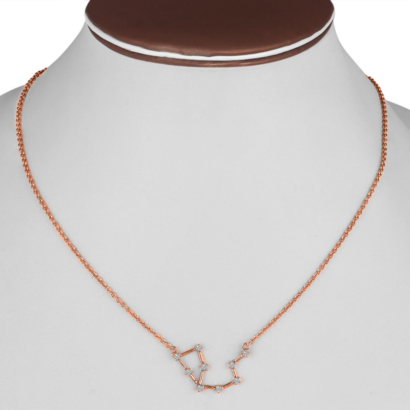 Aquarius Zodiac Star Constellation with Cubic Zirconia Necklace CUZ-RDN-126.