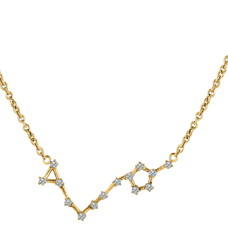 Pisces Zodiac Star Constellation with Cubic Zirconia Necklace CUZ-RDN-130.