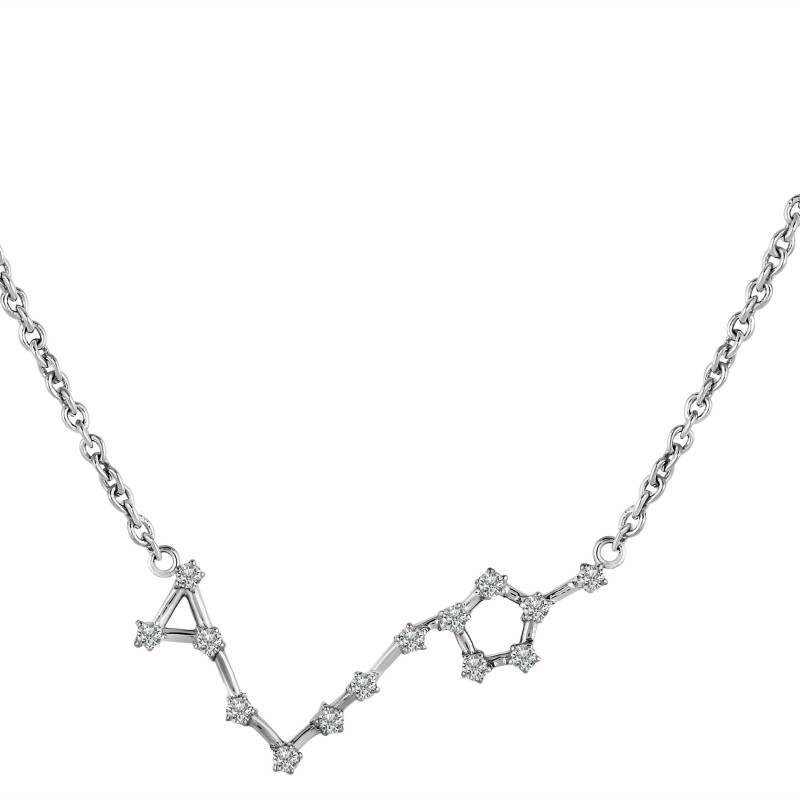 Pisces Zodiac Star Constellation with Cubic Zirconia Necklace CUZ-RDN-130.