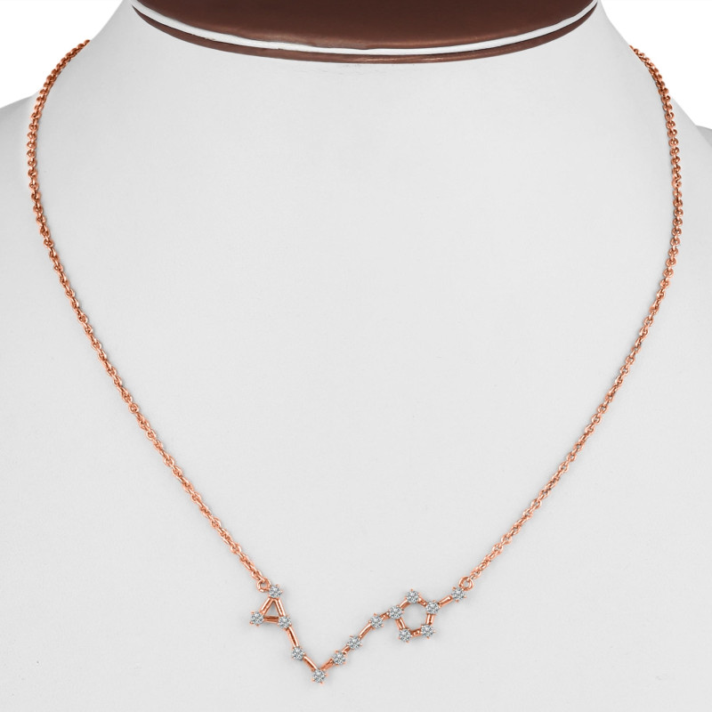 Pisces Zodiac Star Constellation with Cubic Zirconia Necklace CUZ-RDN-130.