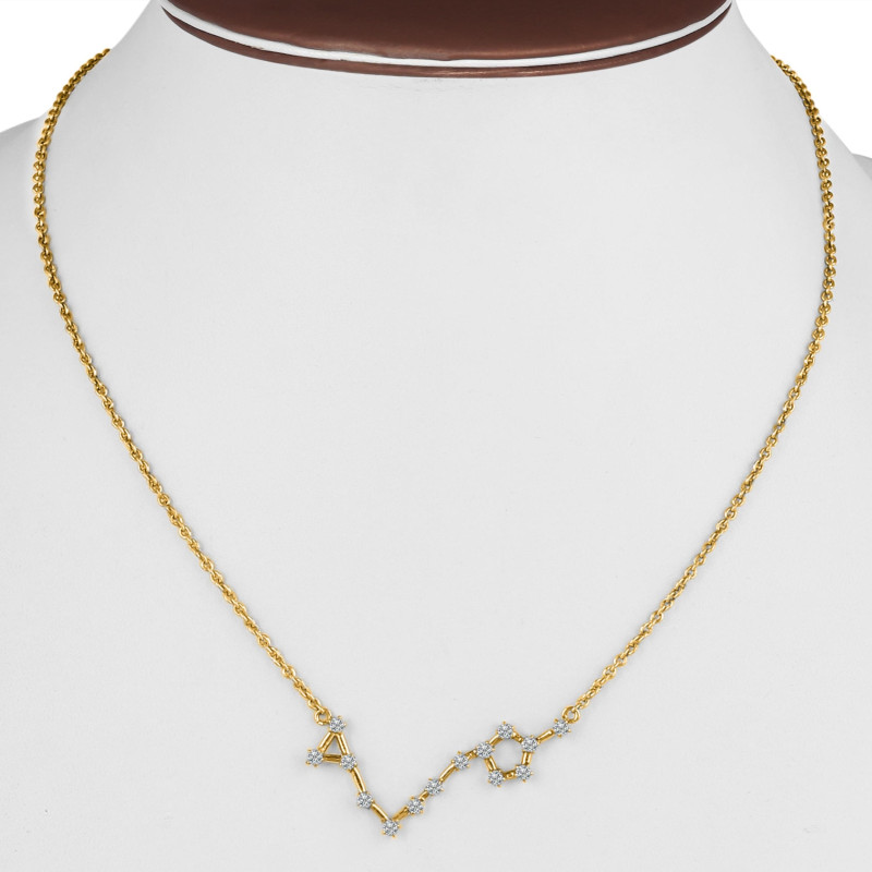 Pisces Zodiac Star Constellation with Cubic Zirconia Necklace CUZ-RDN-130.