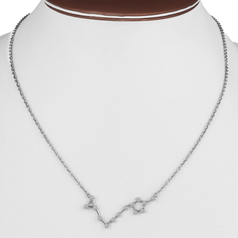 Pisces Zodiac Star Constellation with Cubic Zirconia Necklace CUZ-RDN-130.