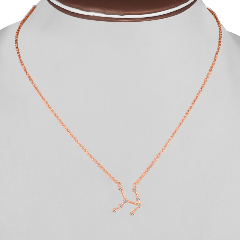 Taurus Zodiac Star Constellation with Cubic Zirconia Necklace CUZ-RDN-135.