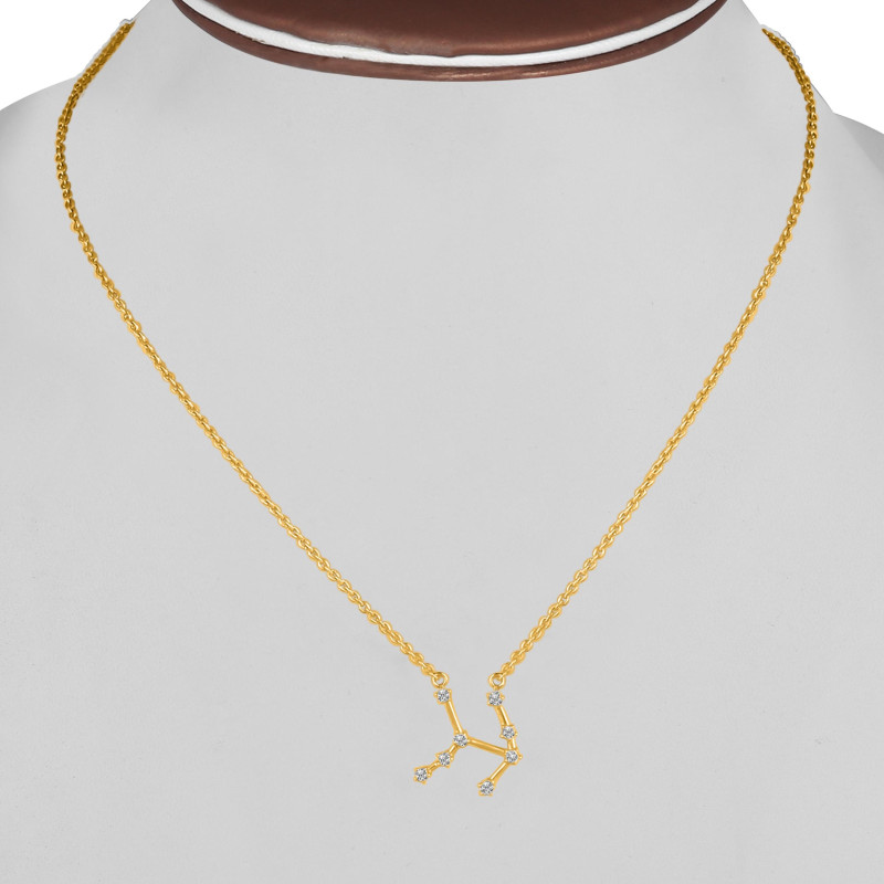 Taurus Zodiac Star Constellation with Cubic Zirconia Necklace CUZ-RDN-135.