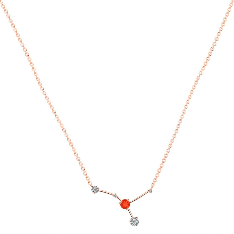 cancer Zodiac Star Constellation Red Onyx & White Topaz Necklace ROX-RDN-486.