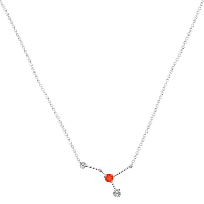cancer Zodiac Star Constellation Red Onyx & White Topaz Necklace ROX-RDN-486.