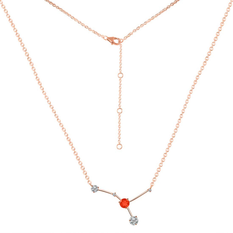 cancer Zodiac Star Constellation Red Onyx & White Topaz Necklace ROX-RDN-486.