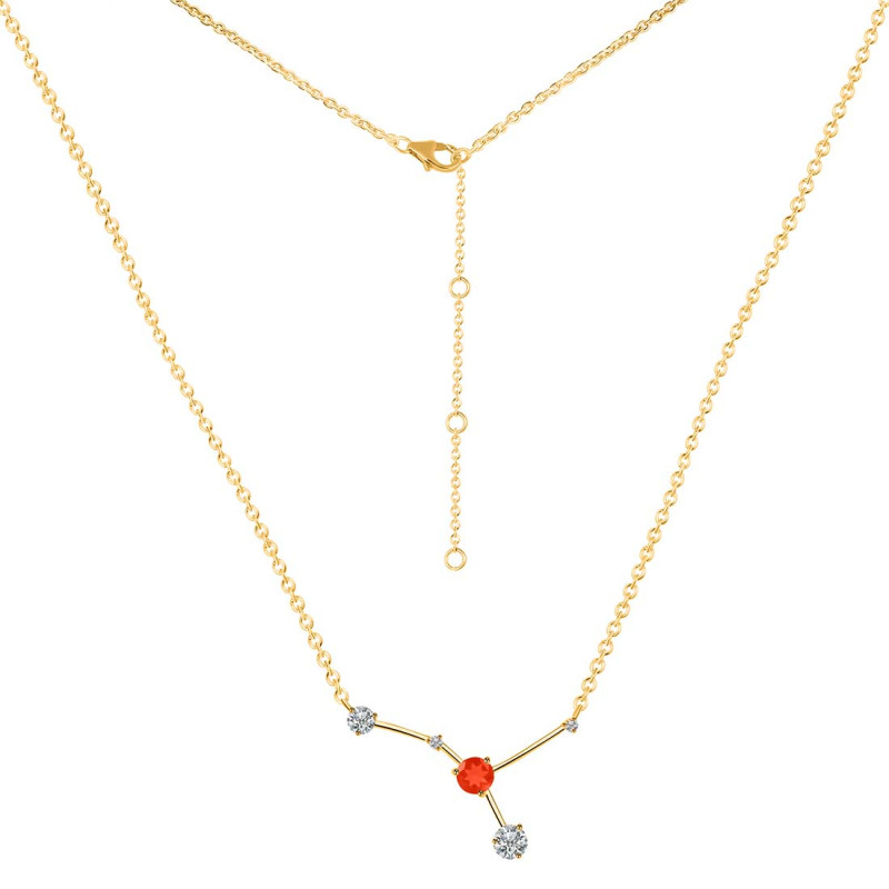 cancer Zodiac Star Constellation Red Onyx & White Topaz Necklace ROX-RDN-486.