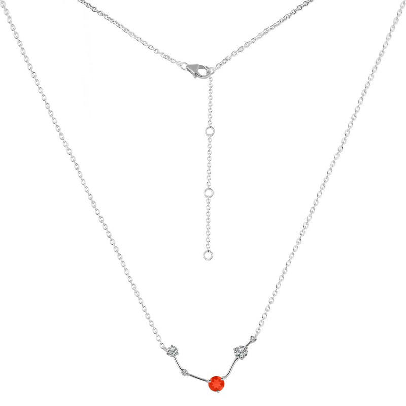 Aries Zodiac Star Constellation Red Onyx & White Topaz Necklace