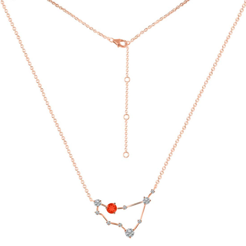 Capricorn Zodiac Star Constellation Red Onyx & White Topaz Necklace ROX-RDN-489.