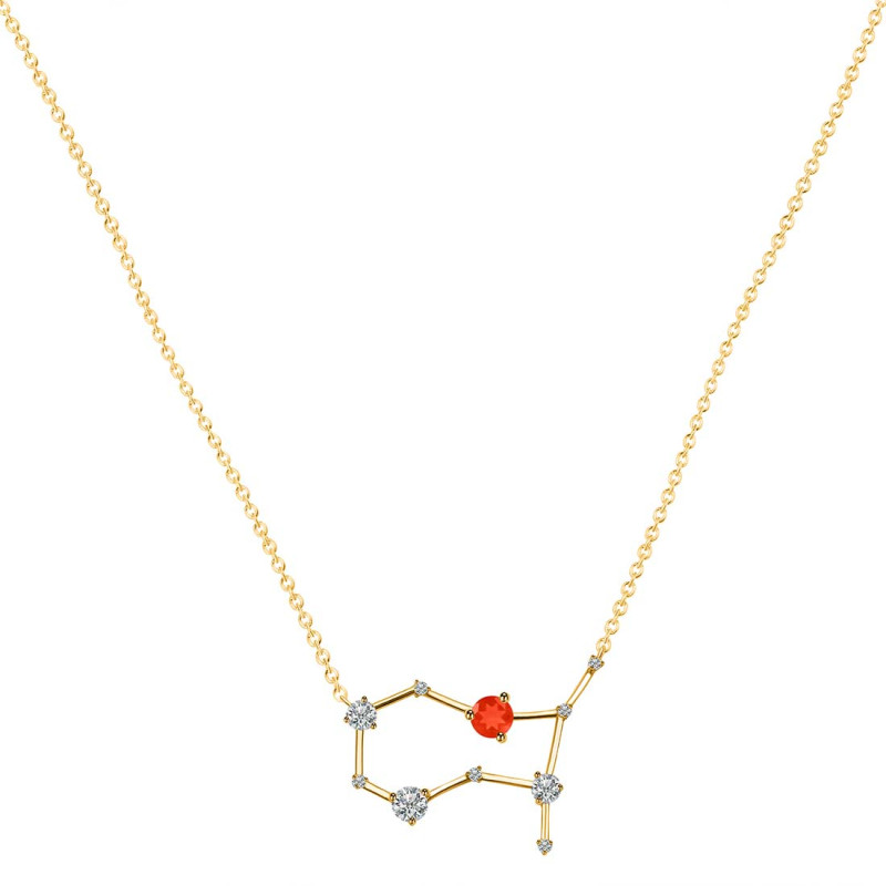 Gemini Zodiac Star Constellation Red Onyx & White Topaz Necklace ROX-RDN-490.