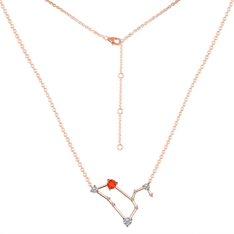 Leo Zodiac Star Constellation Red Onyx & White Topaz Necklace ROX-RDN-493.