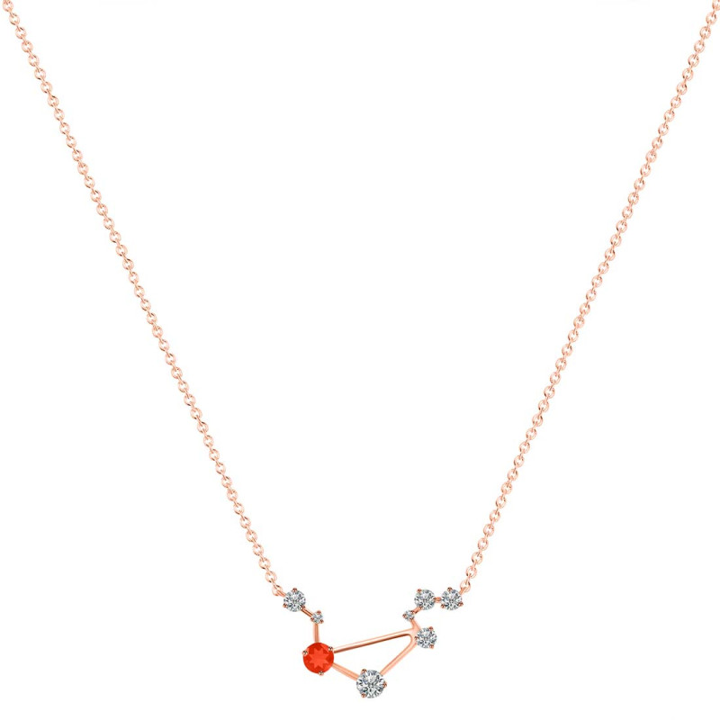 Libra Zodiac Star Constellation Red Onyx & White Topaz Necklace ROX-RDN-494.