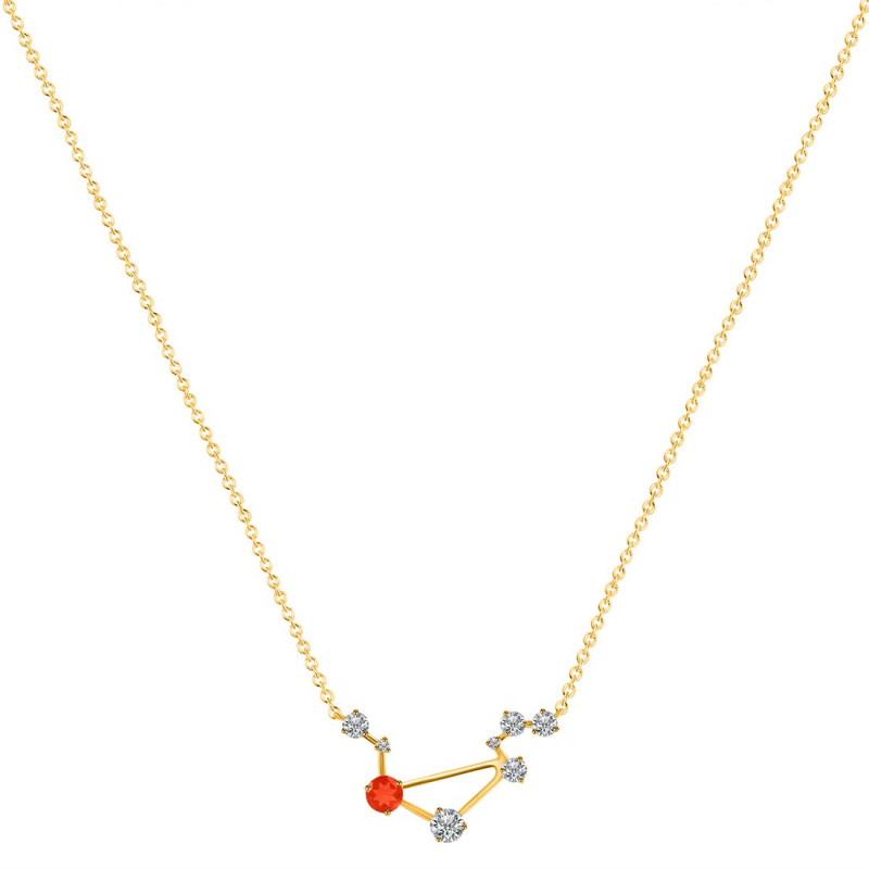 Libra Zodiac Star Constellation Red Onyx & White Topaz Necklace ROX-RDN-494.