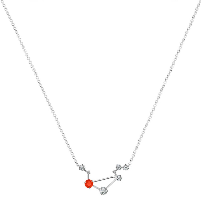 Libra Zodiac Star Constellation Red Onyx & White Topaz Necklace ROX-RDN-494.