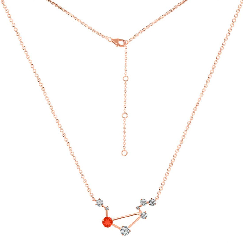 Libra Zodiac Star Constellation Red Onyx & White Topaz Necklace ROX-RDN-494.